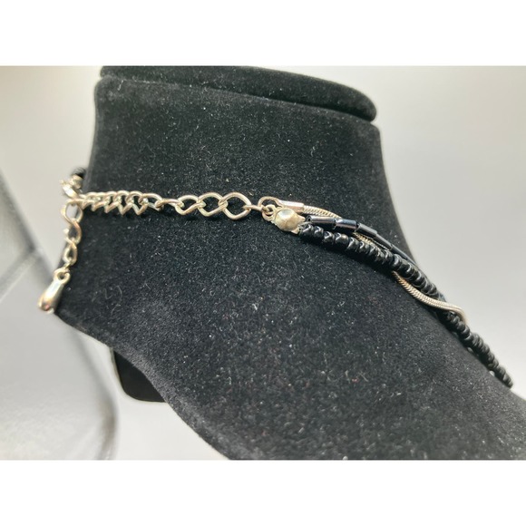 3 Strand Black Different Type Beads and Snake Chain Necklace! - Picture 6 of 6